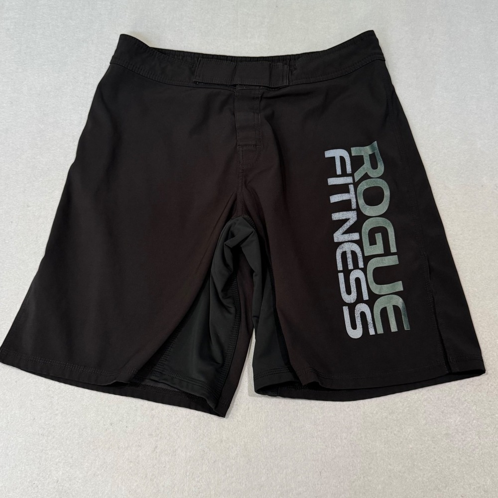 Rogue Fitness Training Shorts Men 34 Black Logo Graphic CrossFit Weightlifting
